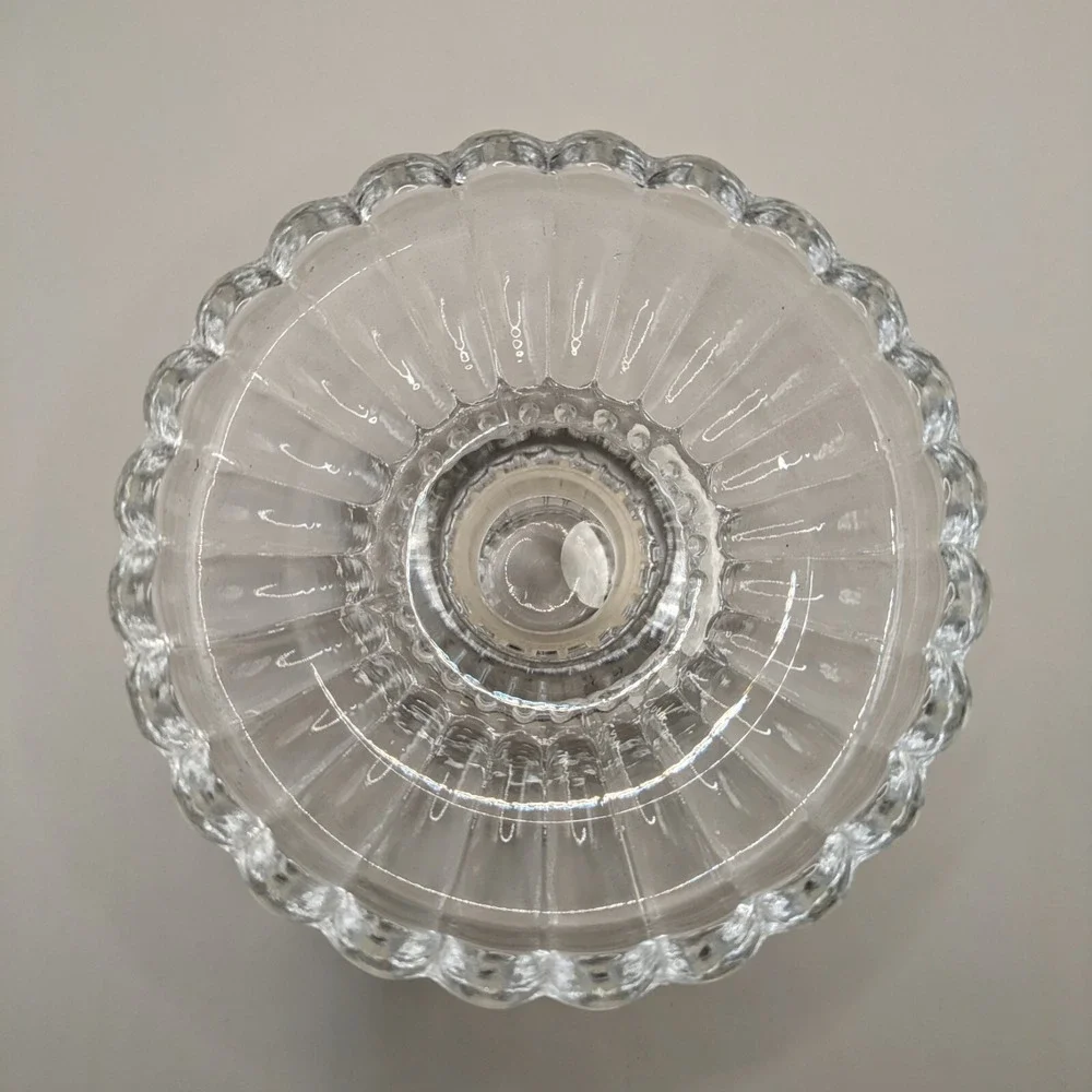 Partylite Crystal Quilted Shell Rib Votive Candle Holders Glass  Set Of 2. P9246